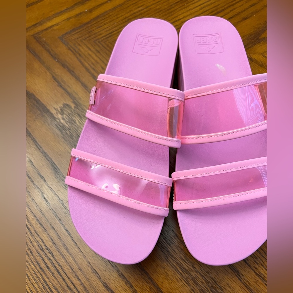 Pink Slide Sandals with Clear Straps